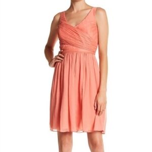 J.CREW Heidi Silk Chiffon Bridesmaid Dress Coral Hand Draped Women 2 Sleeveless